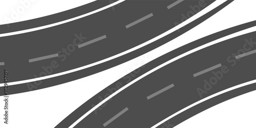 Winding road. Journey traffic curved highway. Road to horizon in perspective. Winding asphalt empty line isolated vector concept
