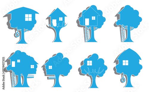 Tree House Icon vector set