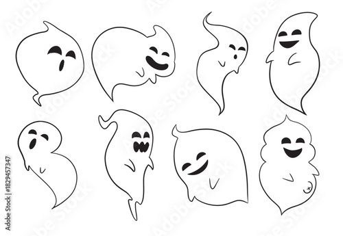 The Ghost drawing image cartoon style for halloween or party concept.