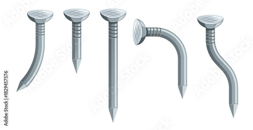 steel nails vector isolated on white background 