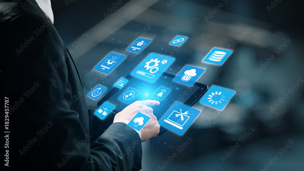 Obraz premium The concept of a software update ensures system security and performance. This maintenance process is vital for applying patches, improving the entire software update cycle. Gist