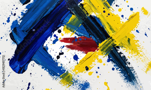 Abstract Blue, Yellow and Red Brushstrokes, Textured Oil Paint Splatter, Grunge Paint, Primary Colors, abstract brushstrokes, blue yellow red, primary colors, textured paint, oil paint splatter,