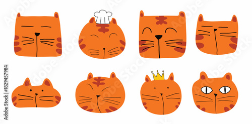 The orange cat drawing bundle set for pet or animal concept.
