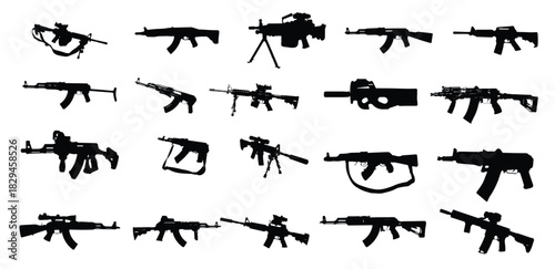 the set of gun silhouette collection