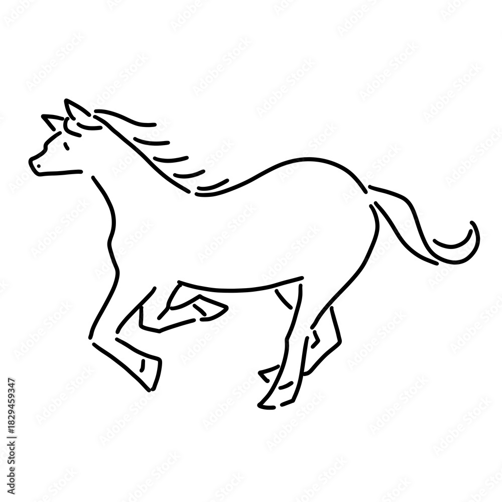 Fototapeta premium シンプルな走る馬のイラスト