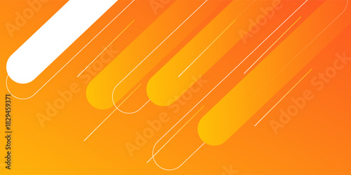 Orange Rounded Geometric Shapes Background. Abstract geometric shapes. With white lines vector gradient yellow and orange.