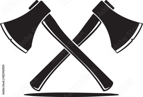 Crossed axes illustration simple black and white design perfect for lumberjack or outdoor themed graphics