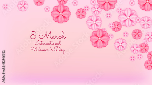 March 8 International Womens Day Celebrate holiday. Symbol of equality strength and femininity. For marketing banner social media and campaign. Vector illustration.