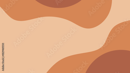 Abstract boho background with organic fluid shapes in earth tones in terracotta, brown and cream. Minimalist wavy background.