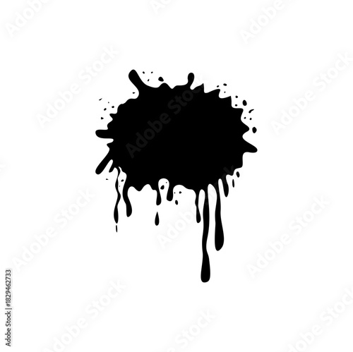 Black ink blots spot. Paint ink splatter vector illustration