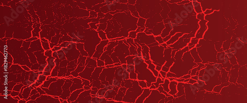 Printmemukul merah dan hitam retak tekstur latar belakang, menyerupai lelehan lava atau retak bumi. Retakan yang bercahaya menciptakan efek visual yang dramatis dan intens.eps10