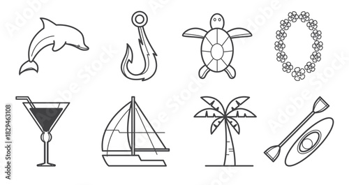  tropical island icon vector