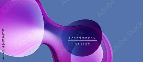 Abstract fluid shapes, purple hues blend into blue gradients. Modern design elements create dynamic background texture.