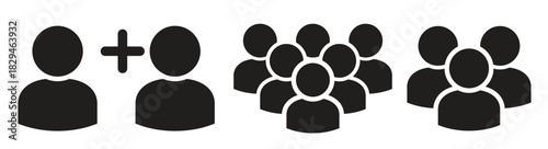 user profile group icons symbols black on a white background 
