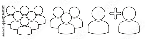 user profile group icons symbols black on a white background 