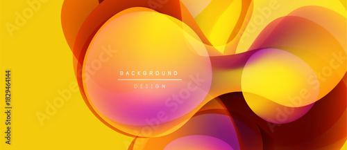 Abstract vibrant design. Overlapping shapes create dynamic composition. Yellow, orange, pink hues dominate visual space. Modern aesthetic.