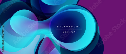 Abstract flowing shapes, vibrant blues, purples create dynamic background. Text reads background design centered within composition.