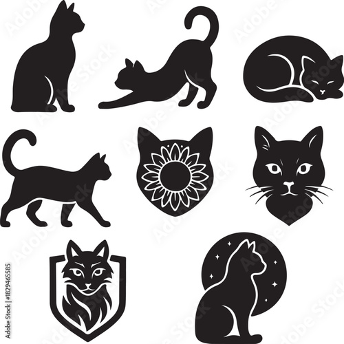Cat Silhouette Supreme Bundle 7 Premium Icons.eps