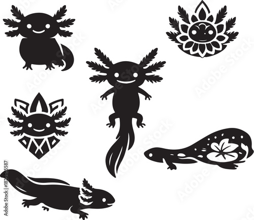 Axolotl Pet Silhouette Bundle.eps