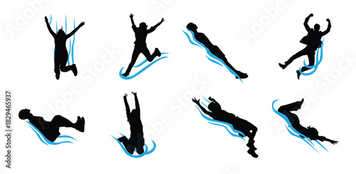 water slide silhouettes vector 