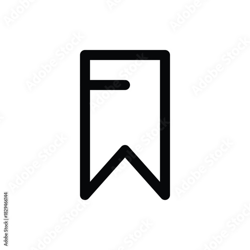 A minimalist black outline of a bookmark symbol, representing saving or favoriting content. Music and Media single line icon UI design.