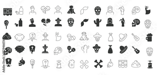 Vector Simple Icons of Day of the Dead