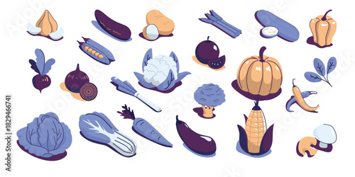 vegetables flat style isometric vector illustration design