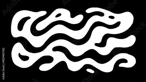 Vintage engraving style with an abstract line drawing effect. Black and white vector illustration showcasing wave patterns in a unique design set.