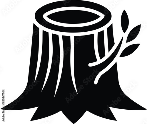 Single tree stump icon representing deforestation and environmental impact