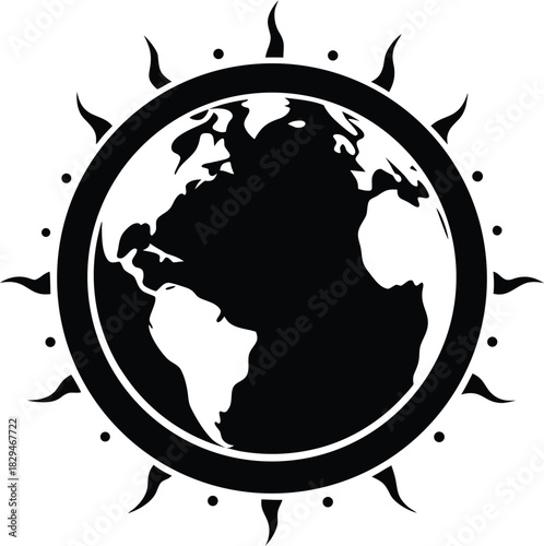 Planet earth engulfed in a fiery ring symbolizing global warming or environmental crisis