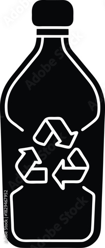 Recycling symbol with plastic bottle icon for environmental awareness