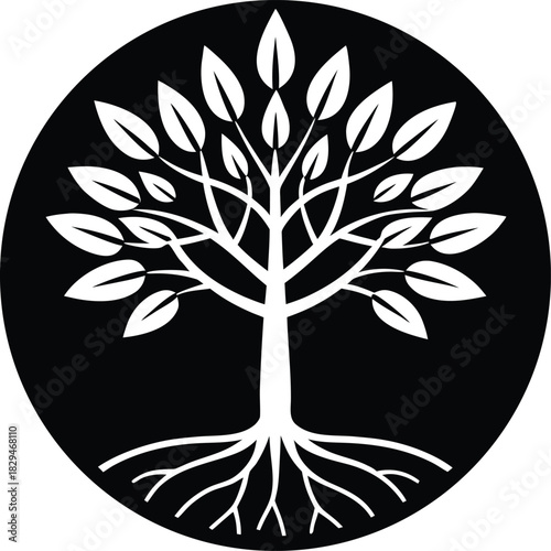 Green tree plantation icon for environmental projects