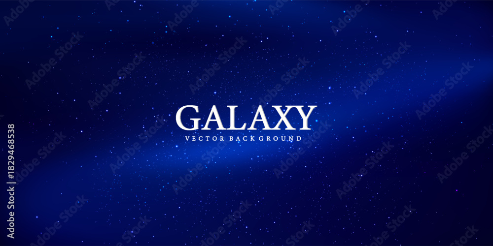 Fototapeta premium Horizontal space background with abstract shape and stars. Web design. Space exploring. Vector illustration of galaxy. Concept of web banner.
