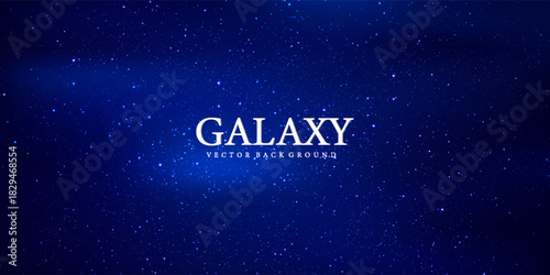 Horizontal space background with abstract shape and stars. Web design. Space exploring. Vector illustration of galaxy. Concept of web banner.