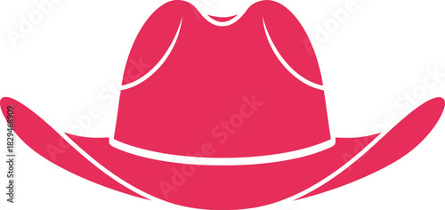 Pink cowboy hat flat design vector icon