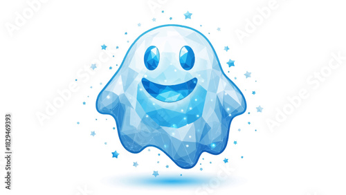 Cute friendly ghost with a happy smile, perfect for Halloween promotions and cheerful spooky designs, a playful and modern spin on traditional themes