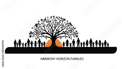 Diverse family silhouettes unite under a symbolic tree of life, representing growth and connection across generations.