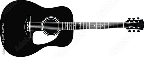 Flat design acoustic guitar silhouette vector