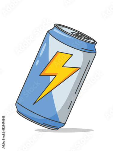 Energy drink can illustration, soft metal soda water package