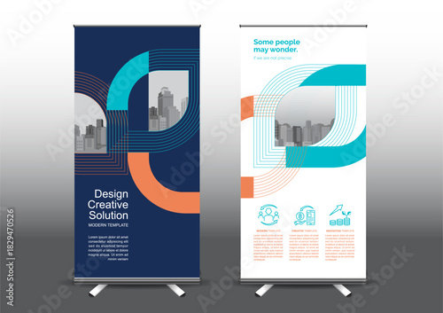 RollUp template vector illustration, Designed for style applied to the expo. Publicity banners, business model vertical.