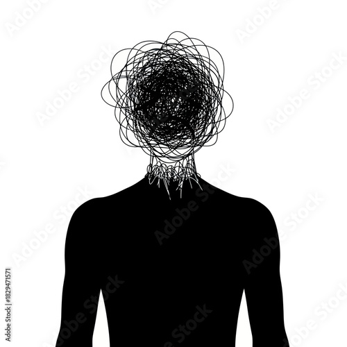 Silhouette of a Person with a Tangled Mind.