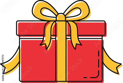 Red gift box with yellow ribbon