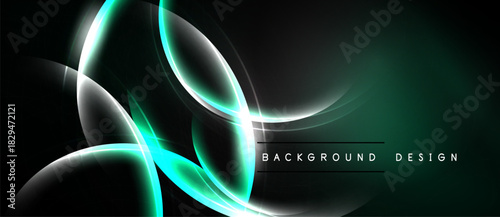 Abstract neon lines create dynamic flow. Dark background emphasizes bright turquoise curves, modern design element.