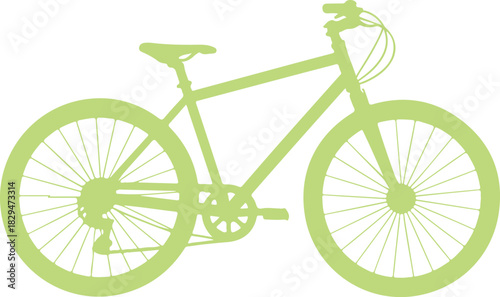 Light Green Bicycle Silhouette Isolated on White Background bike cycling