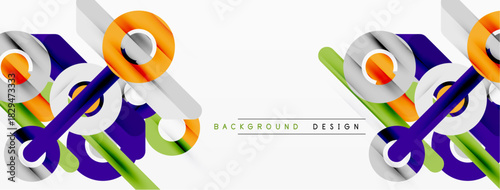 Abstract geometric shapes, vibrant colors, modern design. Clean lines create dynamic composition, suitable for backgrounds.