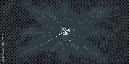 Abstract dark blue and black checkered background with central burst design