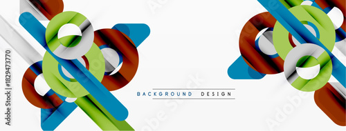 Abstract geometric shapes, vibrant colors, modern design. Lines intersect creating dynamic composition, suitable background element.