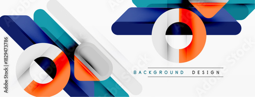 Abstract geometric lines, shapes, colors create modern design. Minimalist style, clean composition, suitable background element.