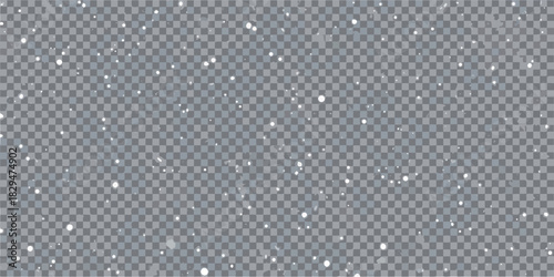 Realistic snowfall overlay on transparent background for winter holiday designs