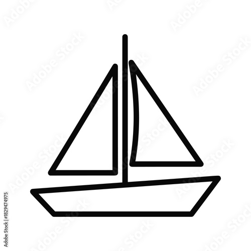 Sailboat outline icon simple vector graphic on white background marine water transport symbol design